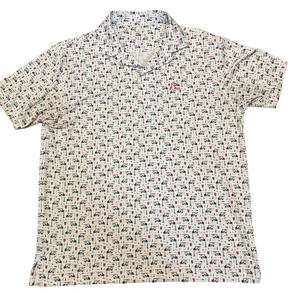 Rhoback Men’s Short Sleeve Performance Polo The Bev Cart White Men’s Size Large - Picture 1 of 7